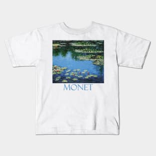 Waterlilies - Harmony in Blue by Claude Monet Kids T-Shirt